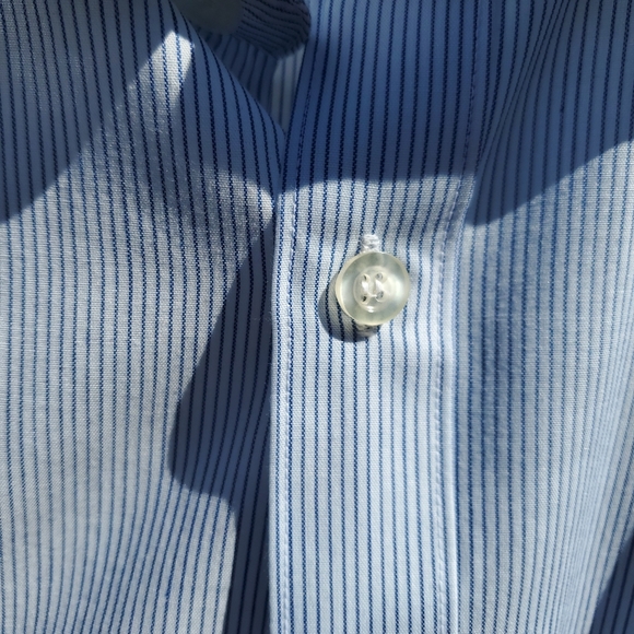 Ketch Men's Button Up Dress Shirt. Blue w/ Stripes. NWOT.  16-34/35 65/35 PolyCo - Picture 4 of 8